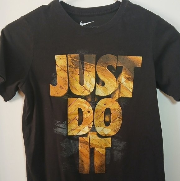 (#208) The Nike Tee Just Do It Black & Orange T-Shirt Size Medium - Picture 1 of 11